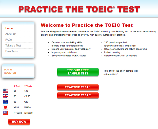 practice the toeic test